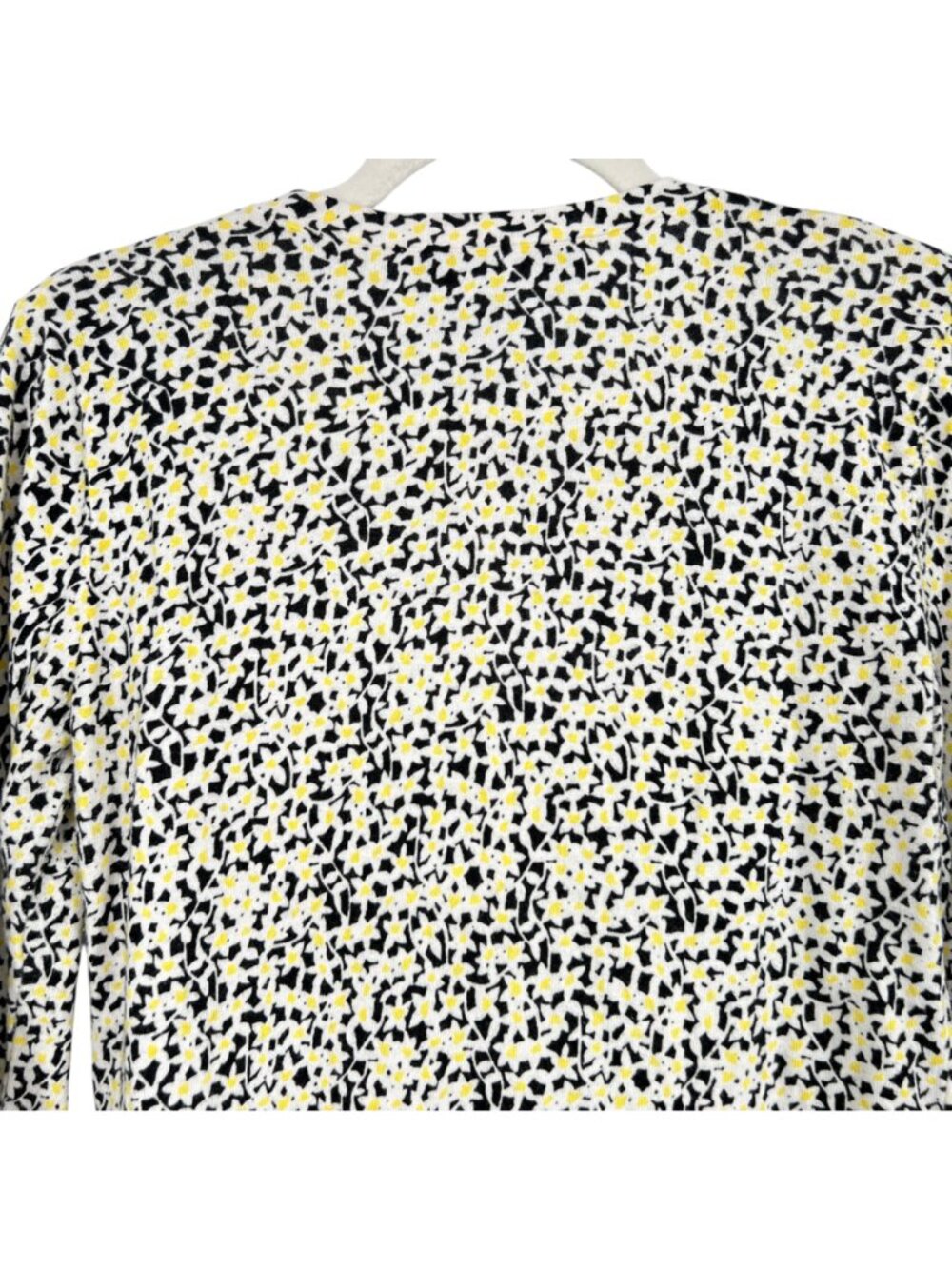 Diane Von Furstenberg Floral Preppy Quirky Cardigan Sweater Black Yellow Medium - Picture 6 of 10